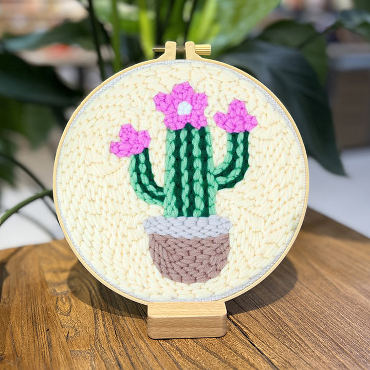 Flowering Cactus Punch Needle Embroidery Kits