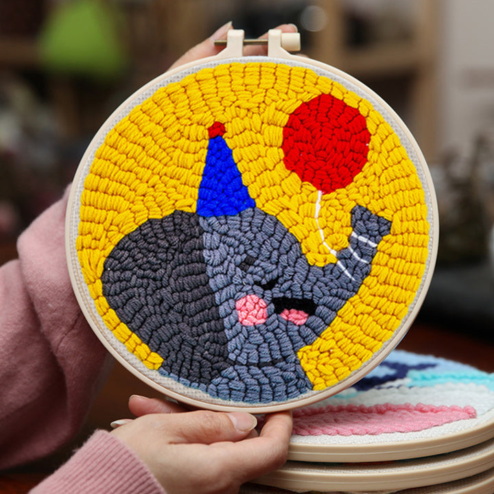 Party Elephant Punch Needle Embroidery Kits