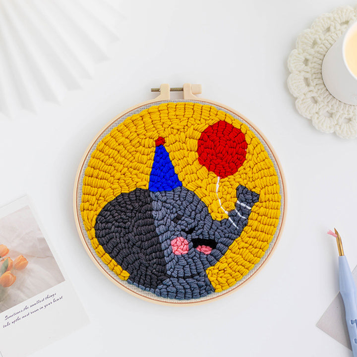 Party Elephant Punch Needle Embroidery Kits