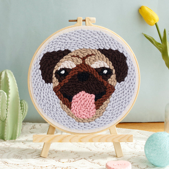 Cute Pug Punch Needle Embroidery Kits