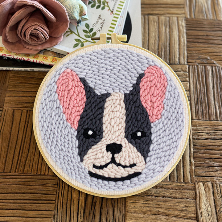 French Bulldog Punch Needle Embroidery Kits