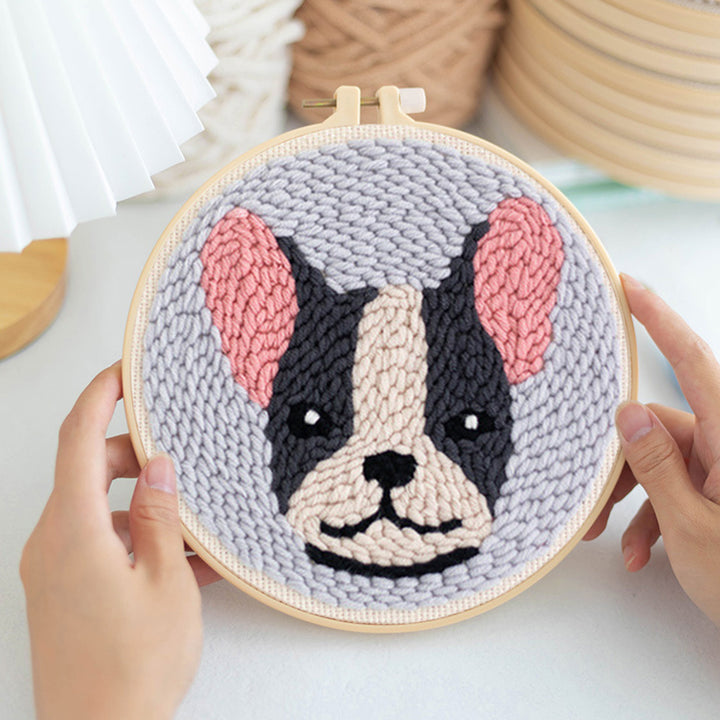 French Bulldog Punch Needle Embroidery Kits