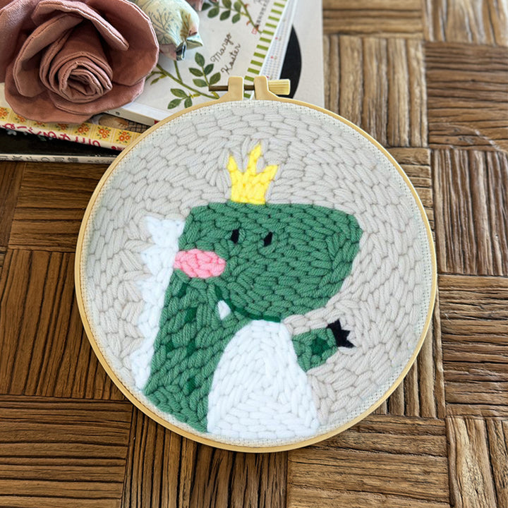 Dinosaur Prince Punch Needle Embroidery Kits
