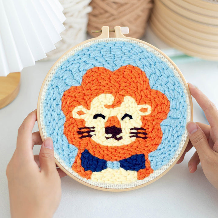 Cute Lion Punch Needle Embroidery Kits