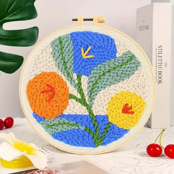 Abstract Flowers Punch Needle Embroidery Kits