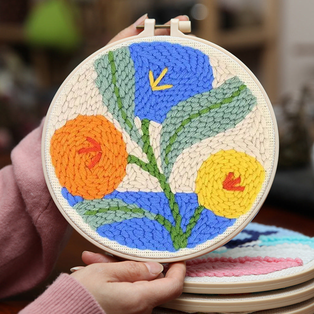 Abstract Flowers Punch Needle Embroidery Kits