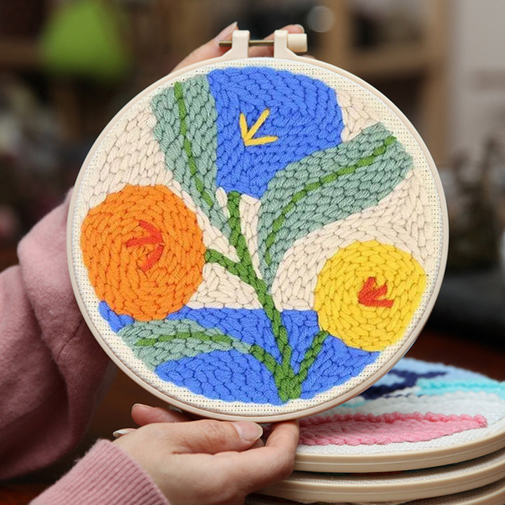 Abstract Flowers Punch Needle Embroidery Kits