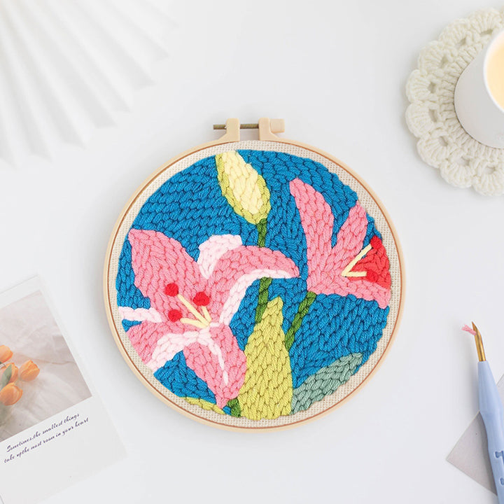 Pink Lily Punch Needle Embroidery Kits