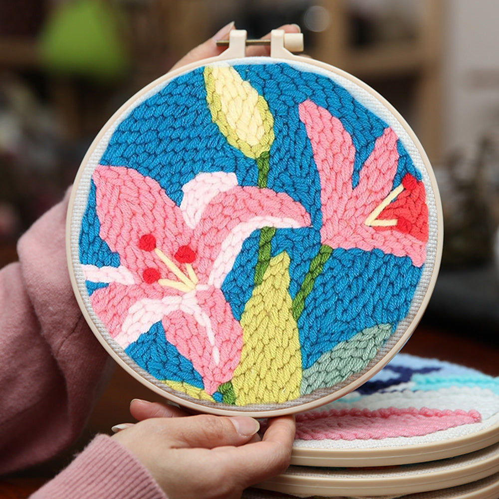 Pink Lily Punch Needle Embroidery Kits