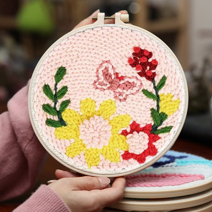 Floral and Butterfly Punch Needle Embroidery Kits