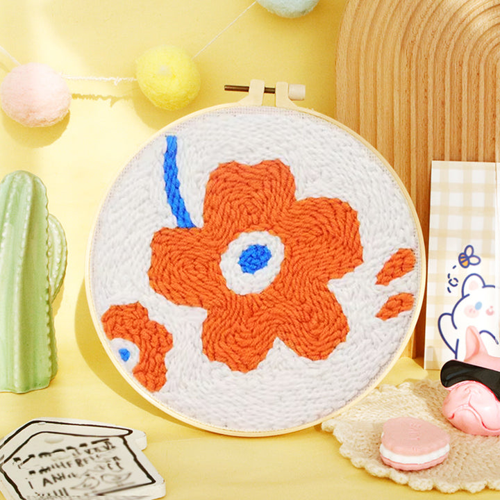 Orange Flowers Punch Needle Embroidery Kits