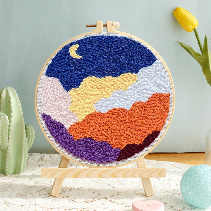 Colorful Night Sky Punch Needle Embroidery Kits