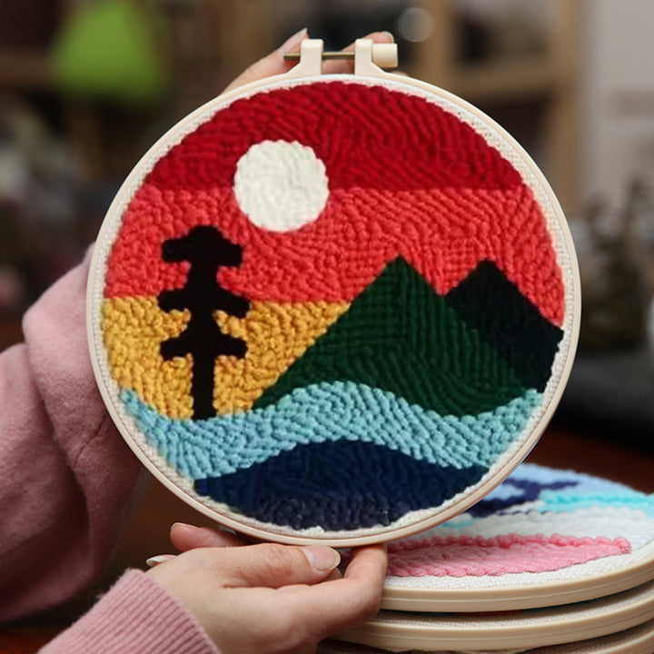Sunset Mountain Punch Needle Embroidery Kits
