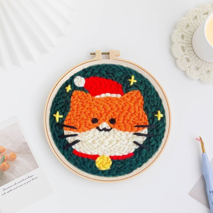 Christmas Kitten Punch Needle Embroidery Kits