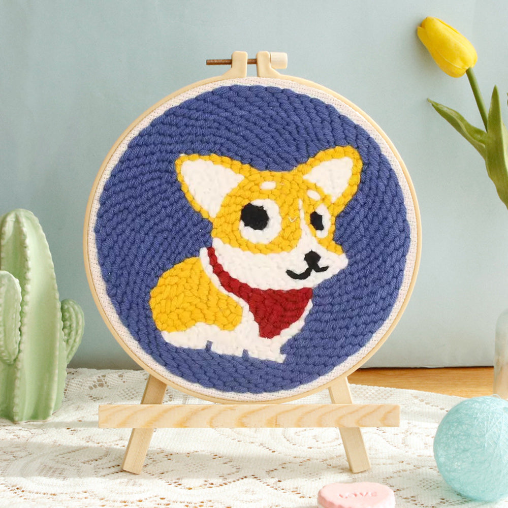 Cute Corgi Punch Needle Embroidery Kits