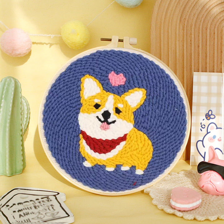Corgi Love Punch Needle Embroidery Kits