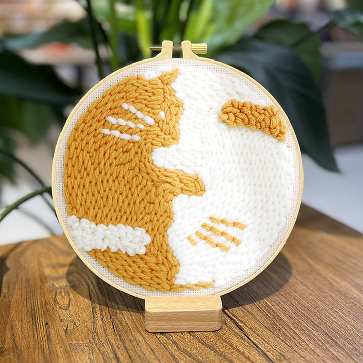 Yellow Kitten Punch Needle Embroidery Kits