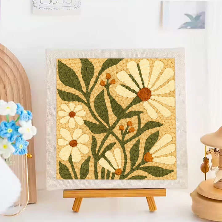 White Flower Punch Needle Embroidery Kits