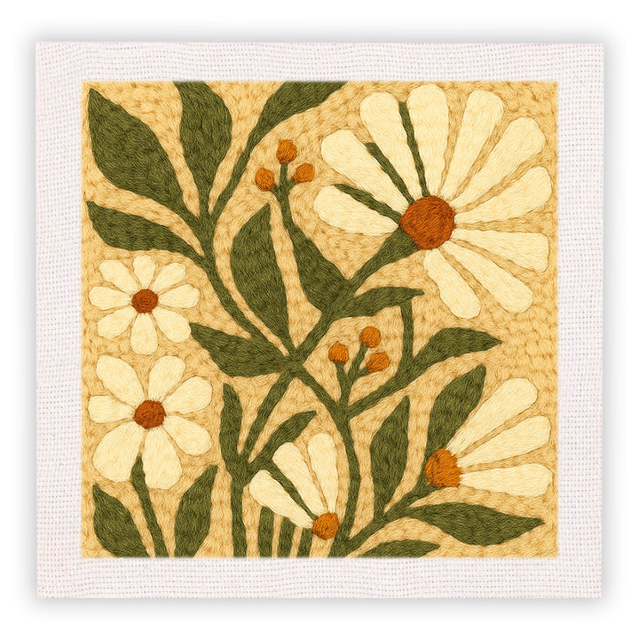 White Flower Punch Needle Embroidery Kits