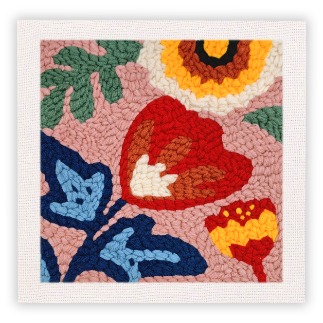 Red Heart Flower Punch Needle Embroidery Kits