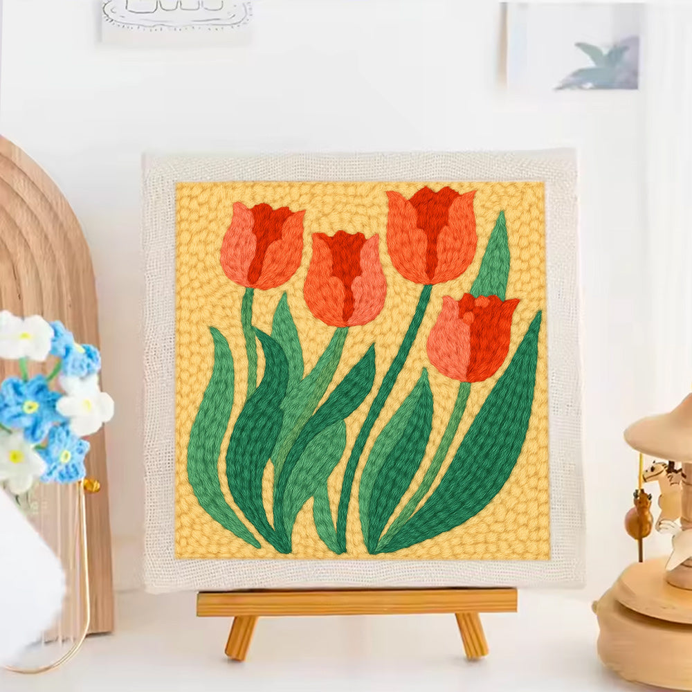 Four Tulips Punch Needle Embroidery Kits