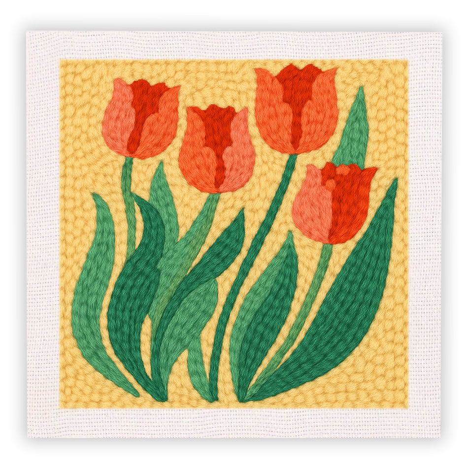 Four Tulips Punch Needle Embroidery Kits