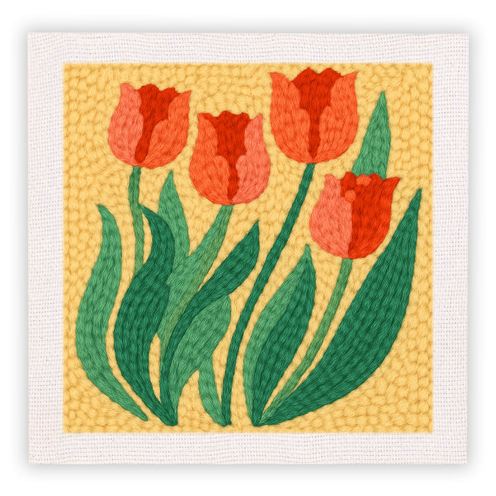 Four Tulips Punch Needle Embroidery Kits