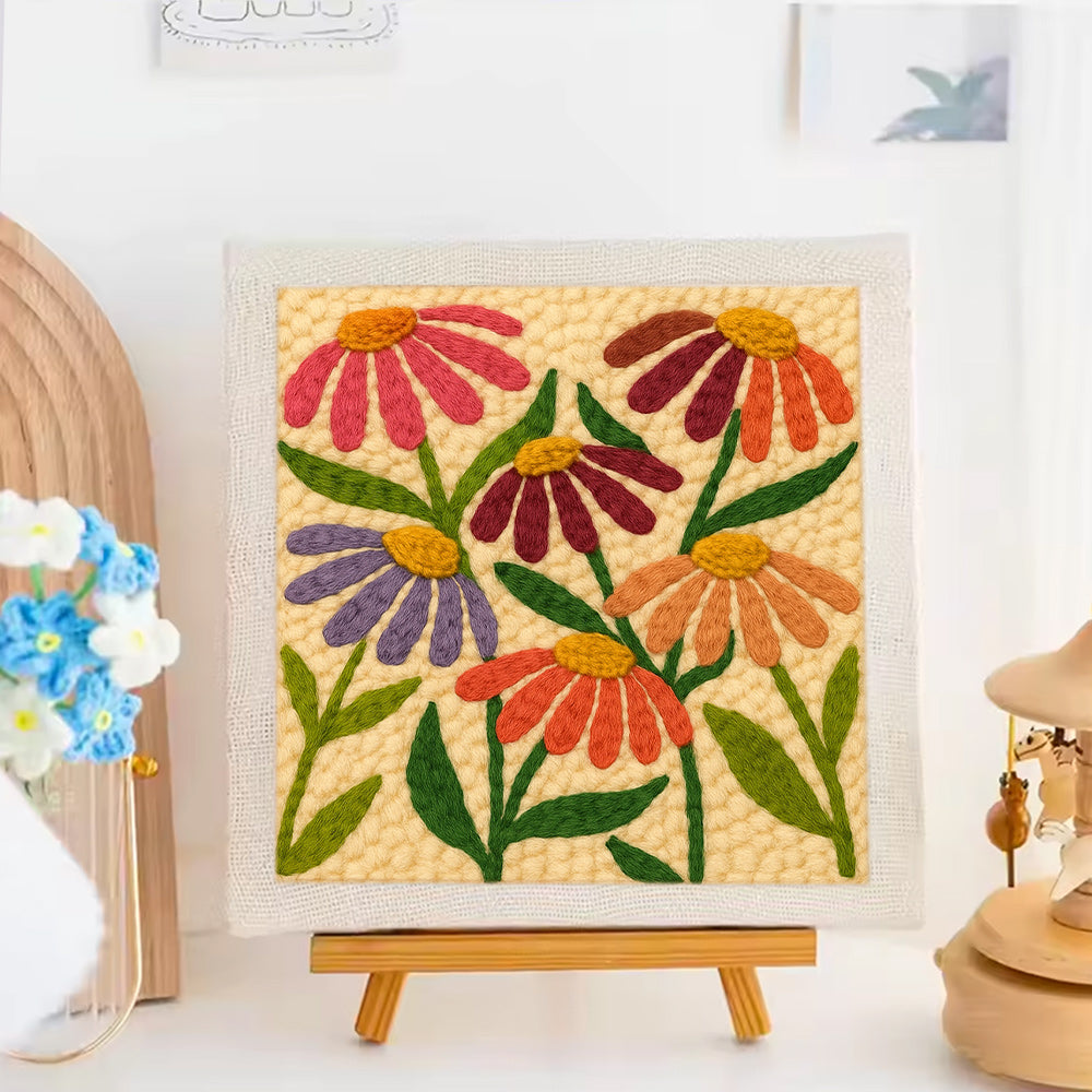 Colorful Daisies Punch Needle Embroidery Kits
