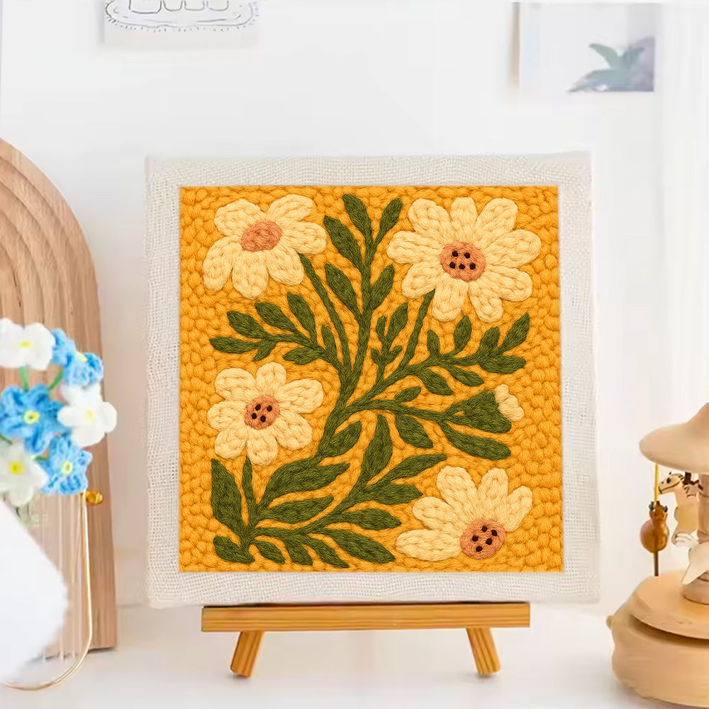 Warm Tone Floral Punch Needle Embroidery Kits