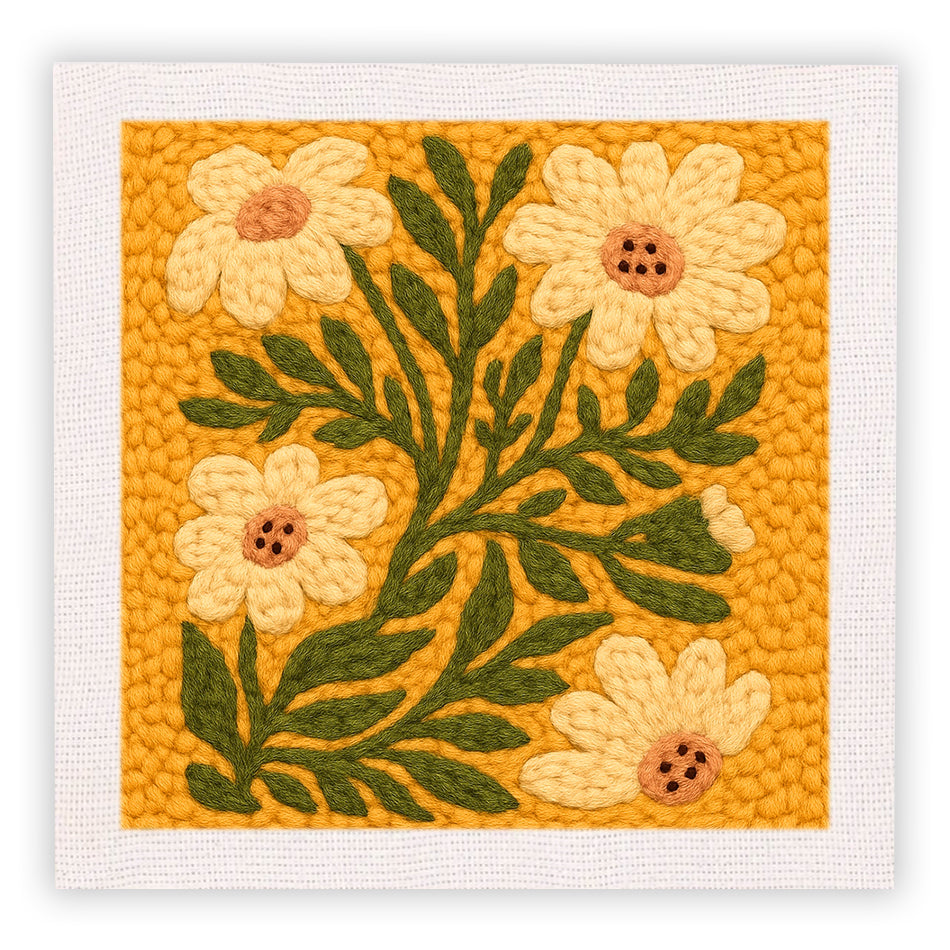 Warm Tone Floral Punch Needle Embroidery Kits