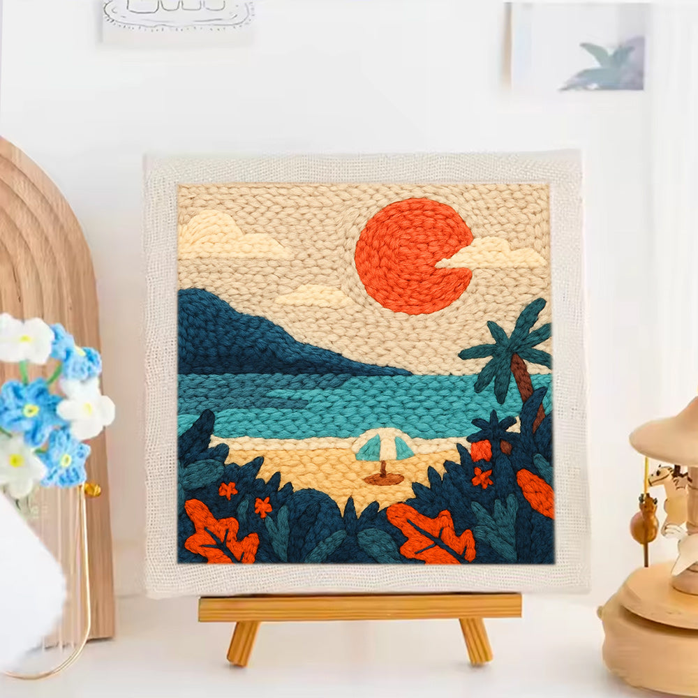 Beach Sunset Punch Needle Embroidery Kits