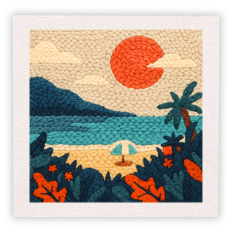Beach Sunset Punch Needle Embroidery Kits
