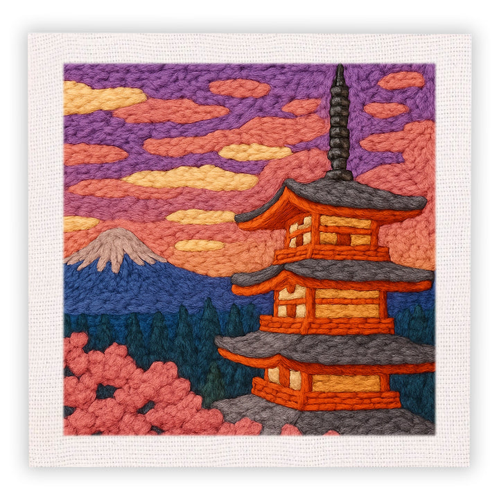 Japanese Scenery Punch Needle Embroidery Kits