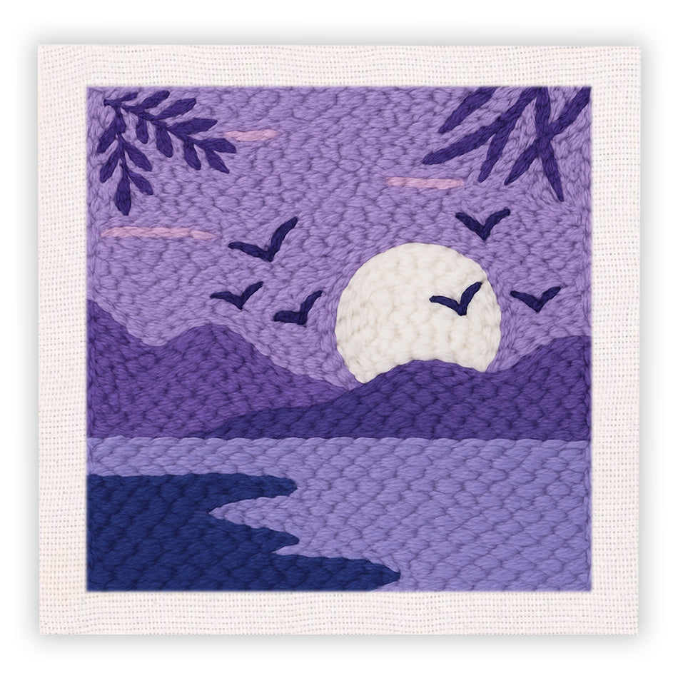 Purple Landscape Punch Needle Embroidery Kits