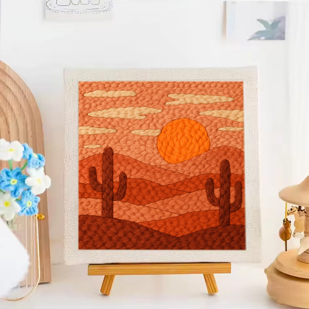 Desert Cactus Sunset Punch Needle Embroidery Kits
