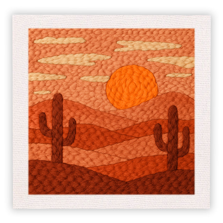 Desert Cactus Sunset Punch Needle Embroidery Kits