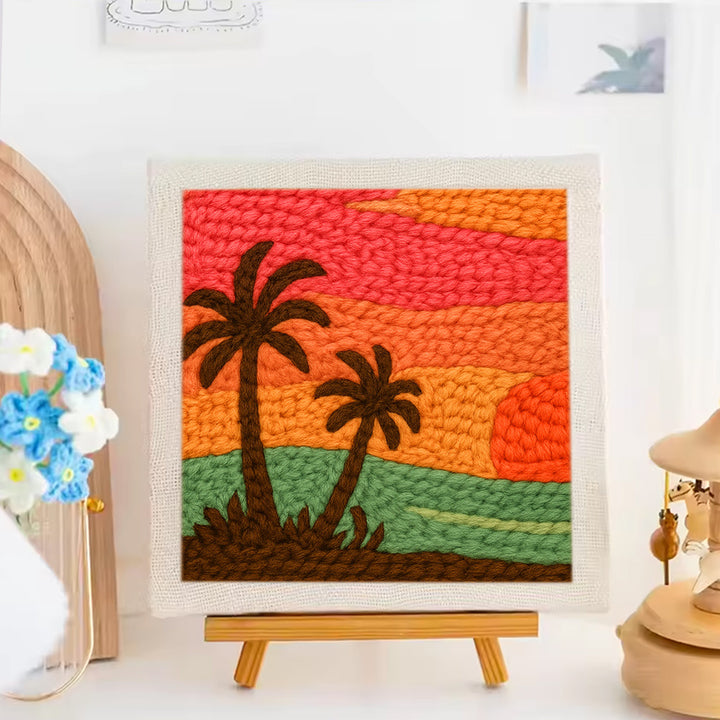 Palm Tree Sunset Punch Needle Embroidery Kits