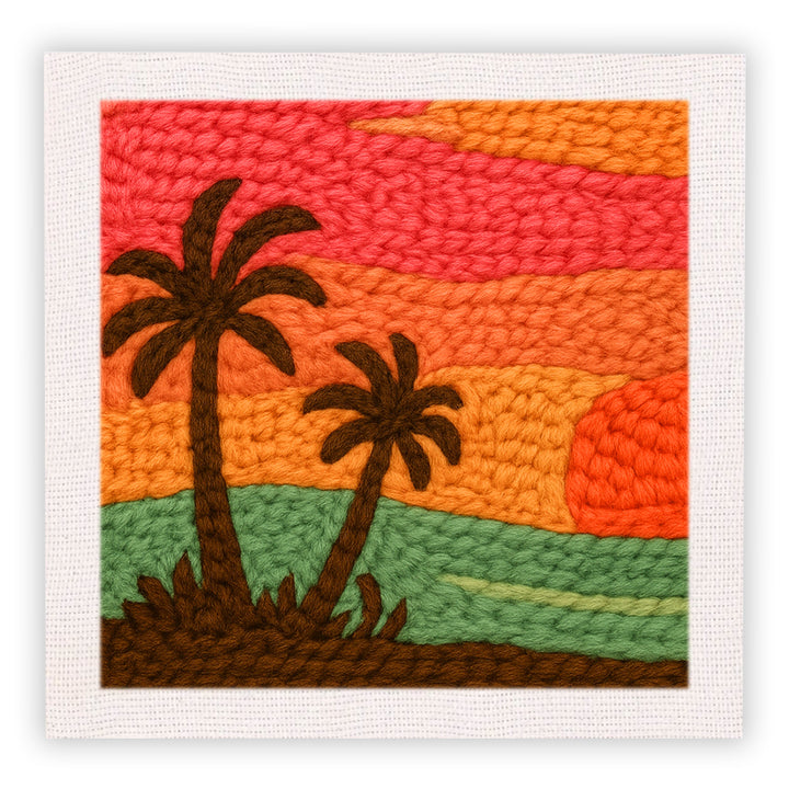 Palm Tree Sunset Punch Needle Embroidery Kits