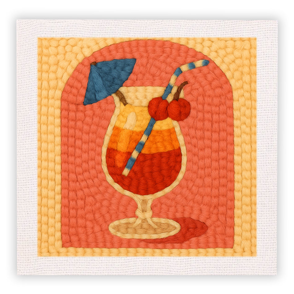 Retro Cocktail Punch Needle Embroidery Kits