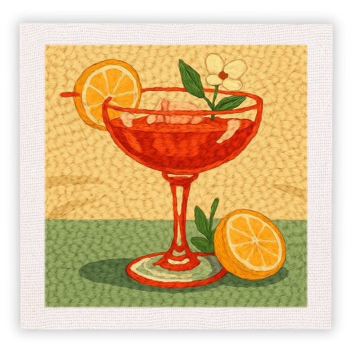 Red Orange Cocktail Punch Needle Embroidery Kits