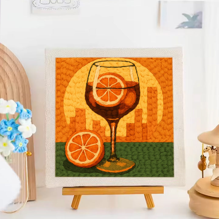 Red Orange Cocktail Punch Needle Embroidery Kits