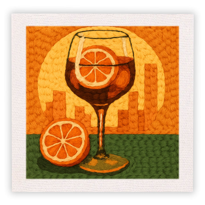 Red Orange Cocktail Punch Needle Embroidery Kits