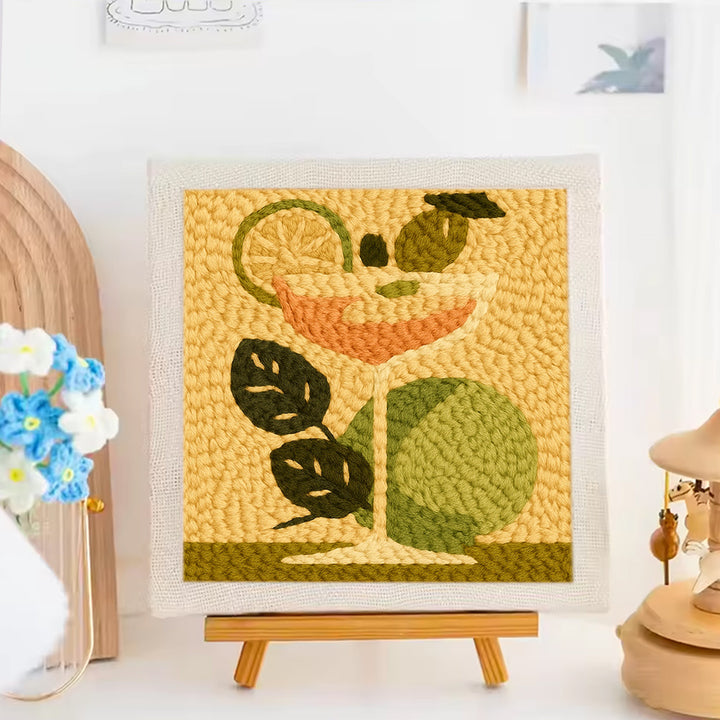 Retro Lime Cocktail Punch Needle Embroidery Kits