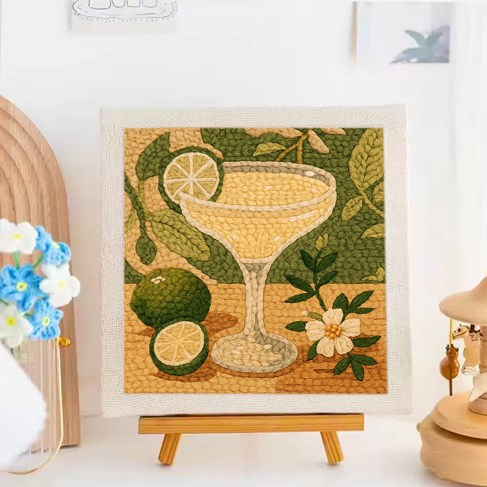 Boho Lime Cocktail Punch Needle Embroidery Kits