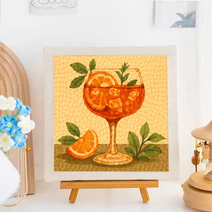 Orange Citrus Cocktail Punch Needle Embroidery Kits