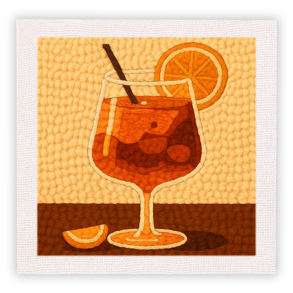 Vintage Orange Drink Punch Needle Embroidery Kits