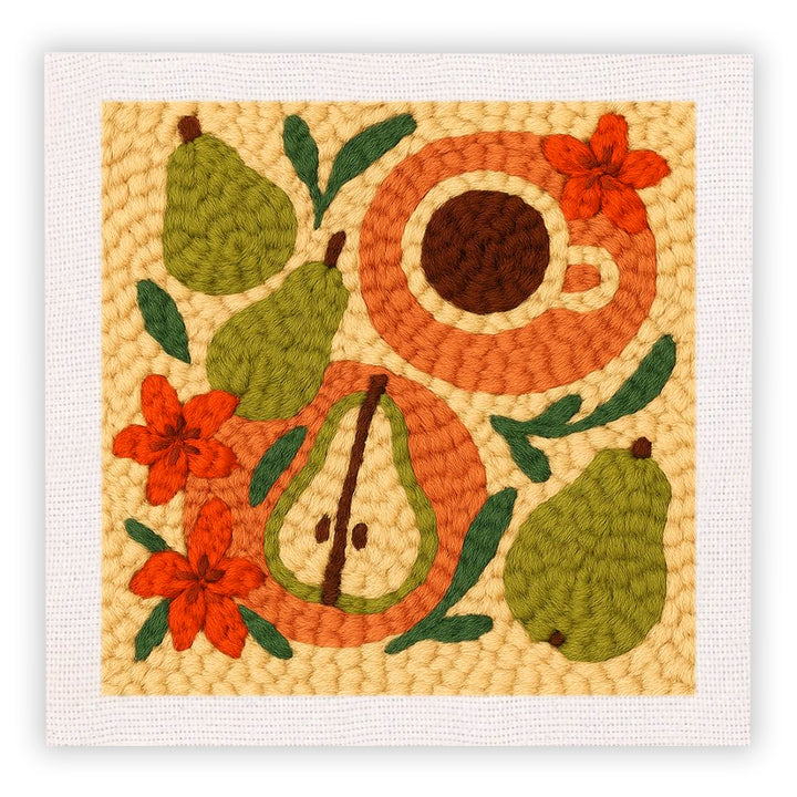 Warm Tone Pear Coffee Punch Needle Embroidery Kits