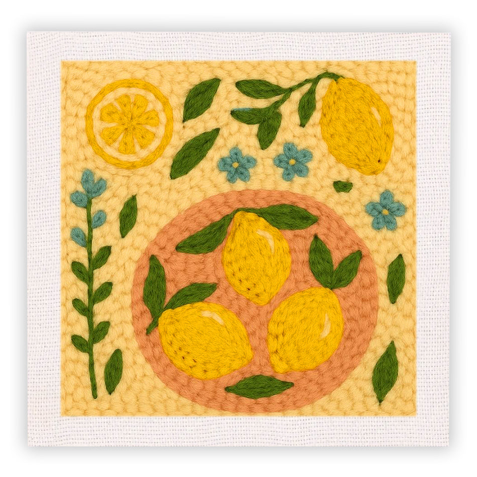 Fresh Lemon Punch Needle Embroidery Kits