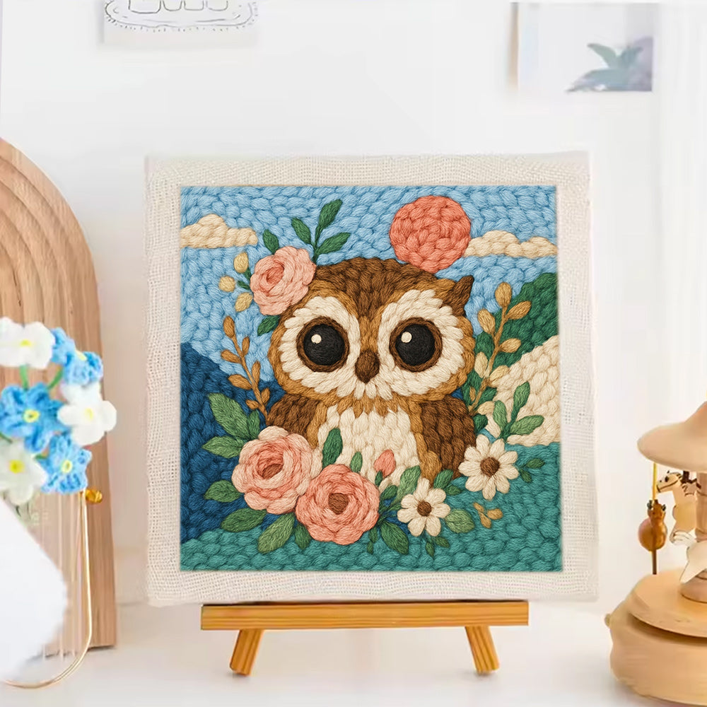 Retro Cute Owl Punch Needle Embroidery Kits