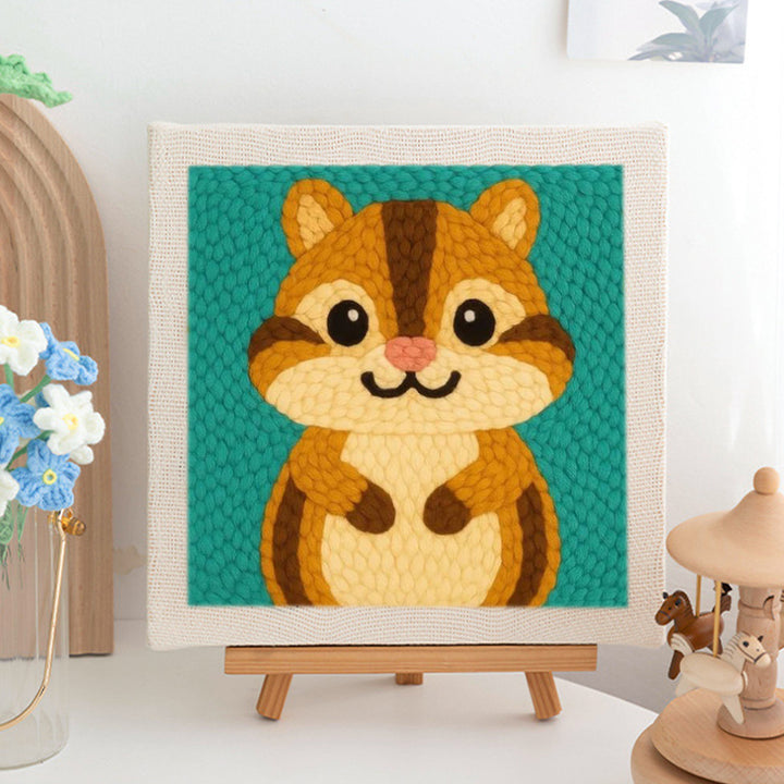 Smiling Chipmunk Punch Needle Embroidery Kits